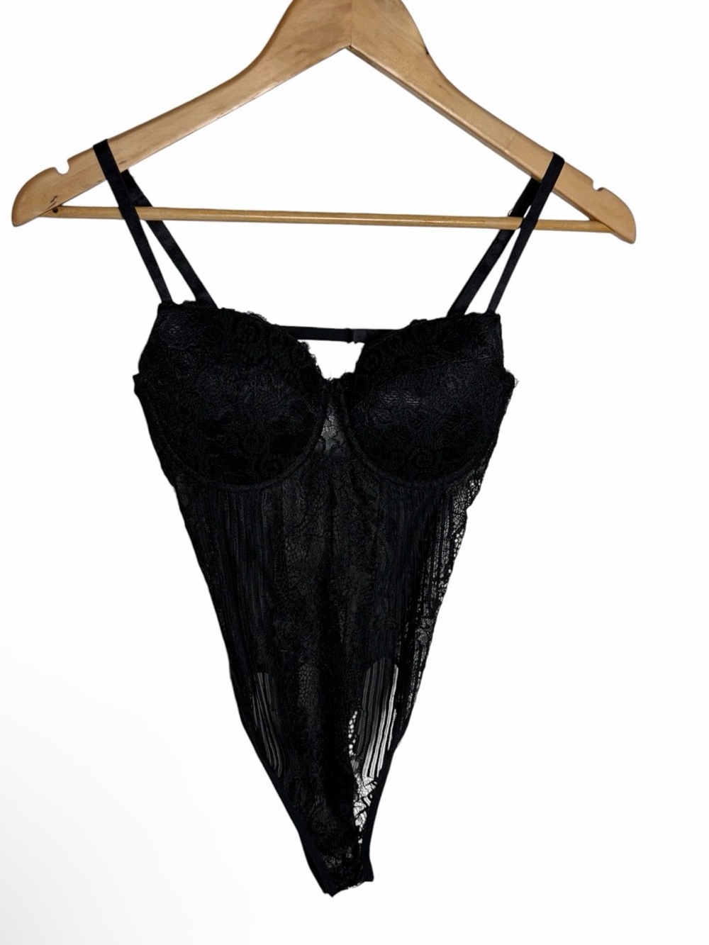 AKIRA Black mesh Lace sheer Bustier Teddy Bodysuit size S